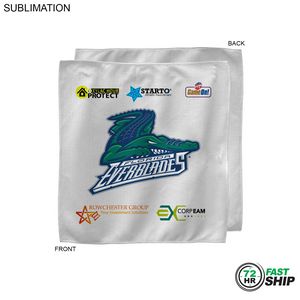72 Hr Fast Ship - White Microfiber Dri-Lite Terry Sponsorship Rally Towel, 15x15, Sublimated