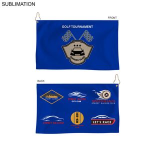 Colored Microfiber Dri-Lite Terry Golf Towel, 15x25, Nofold Grommet & Hook, Sublimated 2 sides