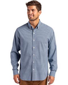 Cutter & Buck Skyline Eco Recycled Gingham Mens Big & Tall Long Sleeve Dress Shirt