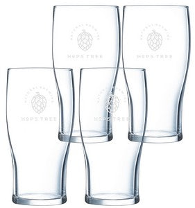 ~ Tulip pilsner 20oz clear glass Set of 4 in Sable gift box - Etched