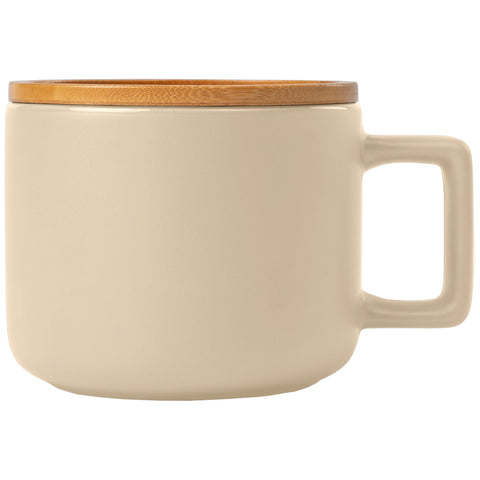 Café Virtuoso - 12 oz. Ceramic Mug with Bamboo Lid - Laser Engraved