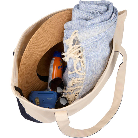 Color Accent Zippered Cotton Tote