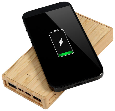 Bamboo 10,000mAh Solar/Wireless Powerbank