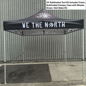 000550  Premium Sublimated Tent Kit 10', Includes Premium 40mm Aluminum Frame, Canopy, Case, Grass Stake Kit