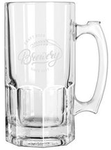 Super Mug 33.75oz clear glass stein - Etched