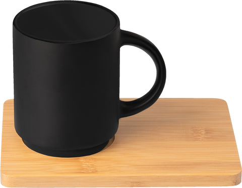 Café Duo - 11 oz. Ceramic Mug & Bamboo Board Set
