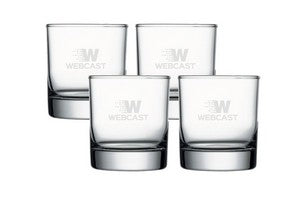 ~Chesapeake Old Fashioned 10.5oz heavy sham clear glass S/4 in Midnight black gift box - Etched