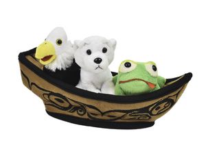Bill Helin Canoe Playset w/3 Finger Puppets - Spirit Bear, Frog & Eagle