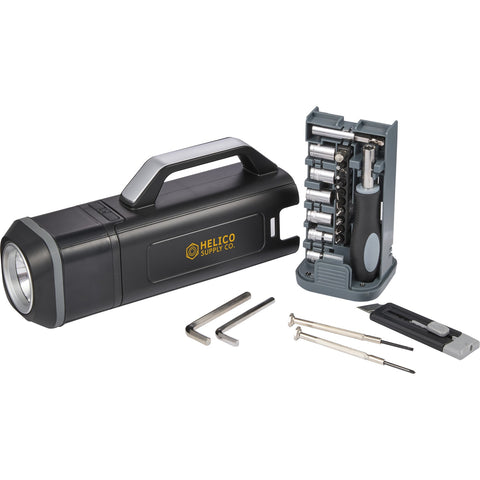 Tool Set With Rechargeable LED Flashlight