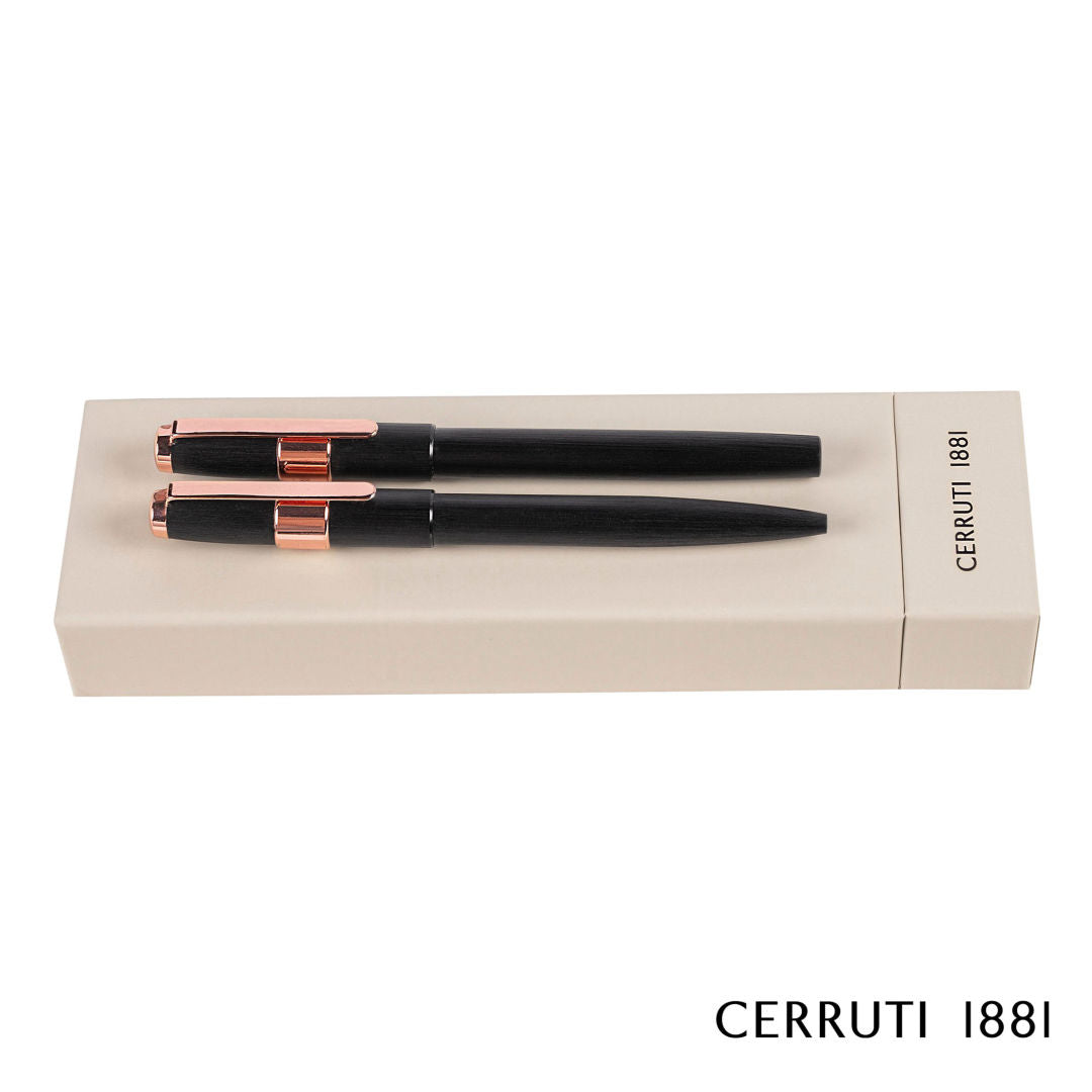 Cerruti 1881® Block Brushed Ballpoint & Rollerball Pen Set