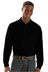 Long Sleeve Soft-Blend Double-Tuck Pique Polo Shirt