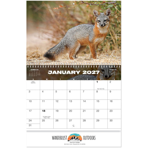 Full Colour North America Wildlife Spiral Calendar