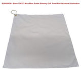 Microfiber Suede Shammy Golf Towel, Finished size 15x15, Nofold Grommet & Hook, Sublimated