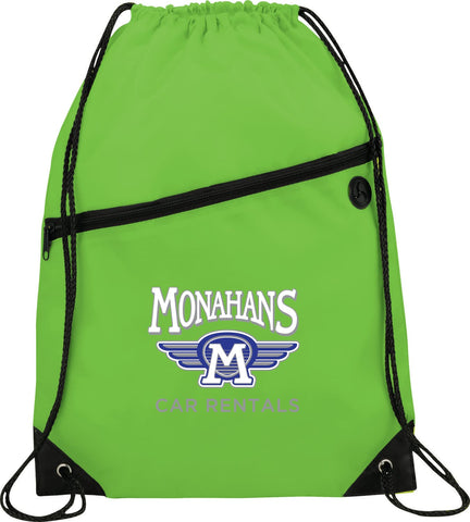 Robin Drawstring Polyester Bag with Front Zipper Pocket