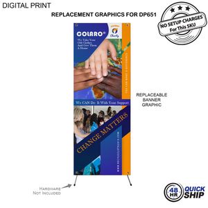 48Hr Quick Ship -Replacement Graphics, 23x64, for Economical X-Banner, DP651, Anti-Reflective