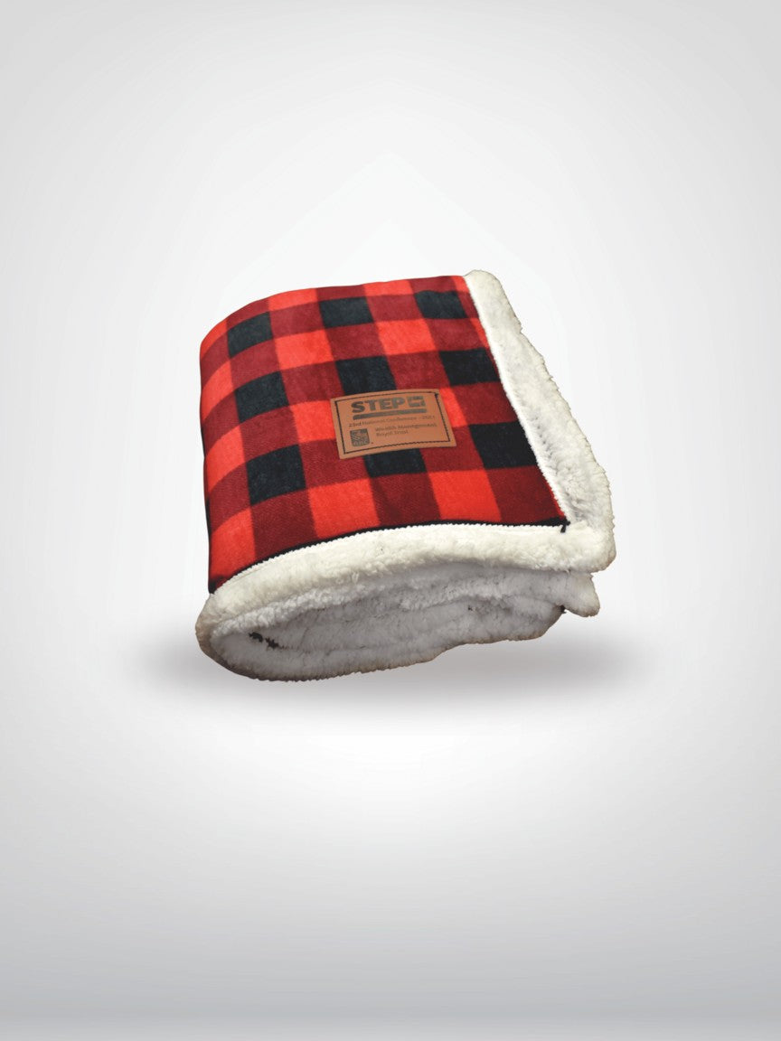 Deluxe Sherpa Throw Blanket- Buffalo Check