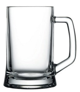 ~ Mainz 22oz heavy base clear glass handled mug - Bulk Packaging/ Pallet