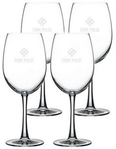 Durham, 19.5oz crystalline stemmed wine glass S/4 in a Noir black gift box - Etched