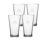~Vista, 20oz clear mixing glass with heavy base, set of 4 in a Noir gift box - Etched