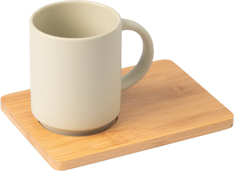 Café Duo - 11 oz. Ceramic Mug & Bamboo Board Set