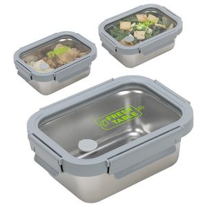 Heat 'N Eat Microwaveable Stainless Steel Lunch Box with Vented Glass Lid