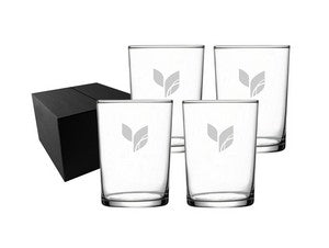 ~Tubo, 17.25oz glass tumbler, set of 4 in a Midnight gift box