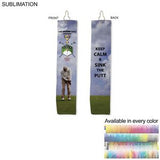 000572 Plush Velour Terry Cotton blend Golf Towel, Finish size 6x25, Trifold Grommet and Hook, Sublimated