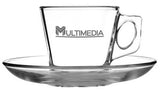 Vela Espresso Set 2.75oz sq handled mug and saucer clear glass
