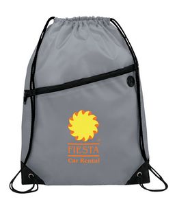 Robin Drawstring Polyester Bag with Front Zipper Pocket