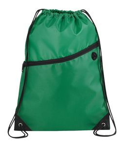 Robin Drawstring Polyester Bag with Front Zipper Pocket
