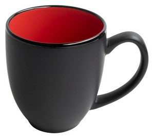 Bistro 16oz 2tone black/red mug in Ripple gift box - Etched