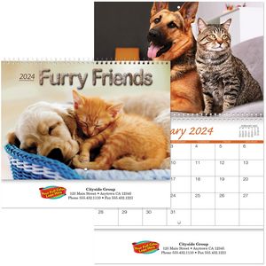Full Colour Furry Friends Spiral Wall Calendar