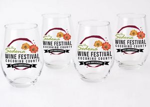 Full Colour Stemless Wine Glass Gift Set Of 4