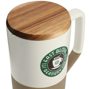 Tahoe Tea & Coffee Ceramic Mug with Wood Lid 16oz