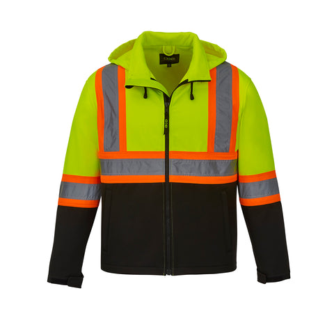 Shield Adult Hi-Vis Softshell Jacket w/Detachable Hood