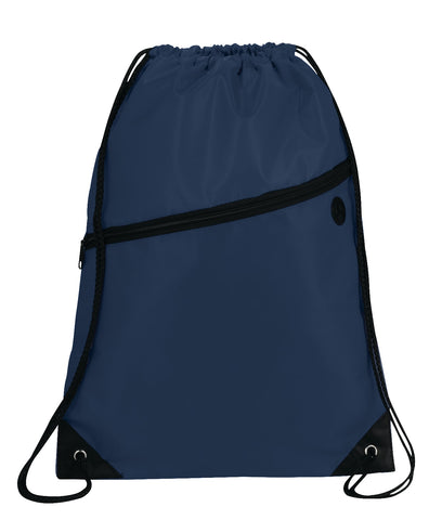 Robin Drawstring Polyester Bag with Front Zipper Pocket