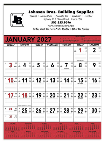 Triumph® Calendars Red & Black Contractor Memo Calendar