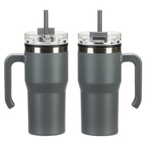 Outback 20 oz Stainless Steel/Polypropylene Mug with Lid and Straw