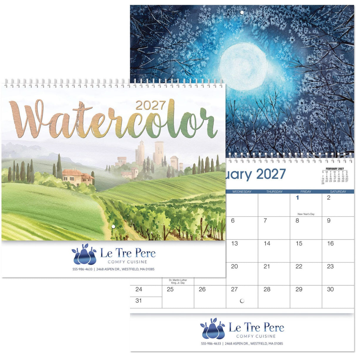 Watercolour Spiral Wall Calendar