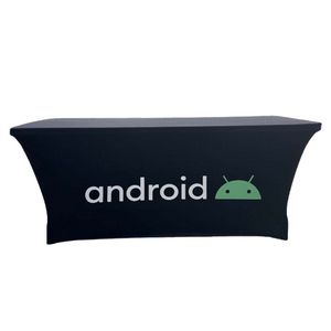 48 Hr Quick Ship - Sublimated Stretch Curved Fit Table Throw for 6ft table, 4 sided, Closed Back