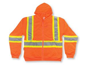 Orange Cotton Zipper Front Hoodie