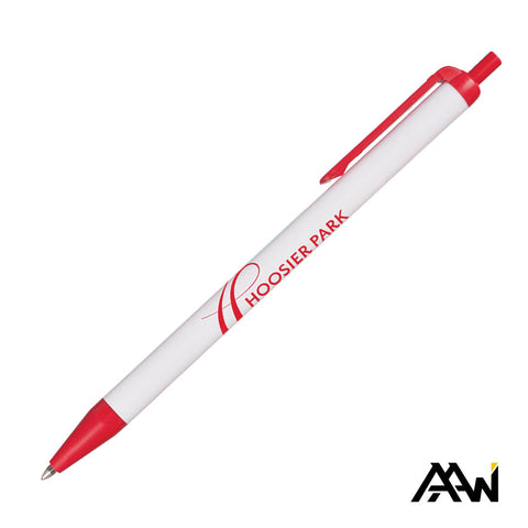 Value Slim Pen w/Glossy White Barrel - Matte Colored Accent
