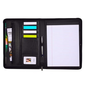 000292 Renaissance Italian Style Leather Zippered Padfolio with FSC® Mix Paper