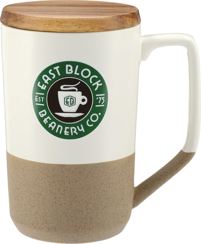 Tahoe Tea & Coffee Ceramic Mug with Wood Lid 16oz