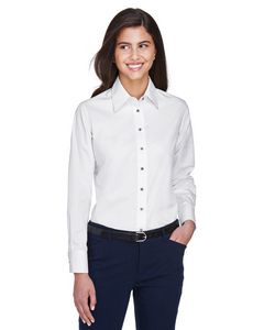 000251 Harriton Ladies' Easy Blend™ Long-Sleeve Twill Shirt with Stain-Release