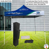 10' Steel Tent Kit, Includes Steel Frame, Sublimated Canopy, Case, Grass Stake Kit