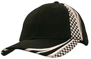 Brushed Heavy Cotton Cap w/Embroidery & Printed Checkered Pattern