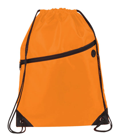 Robin Drawstring Polyester Bag with Front Zipper Pocket