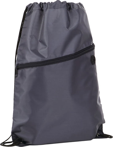 Robin Drawstring Polyester Bag with Front Zipper Pocket