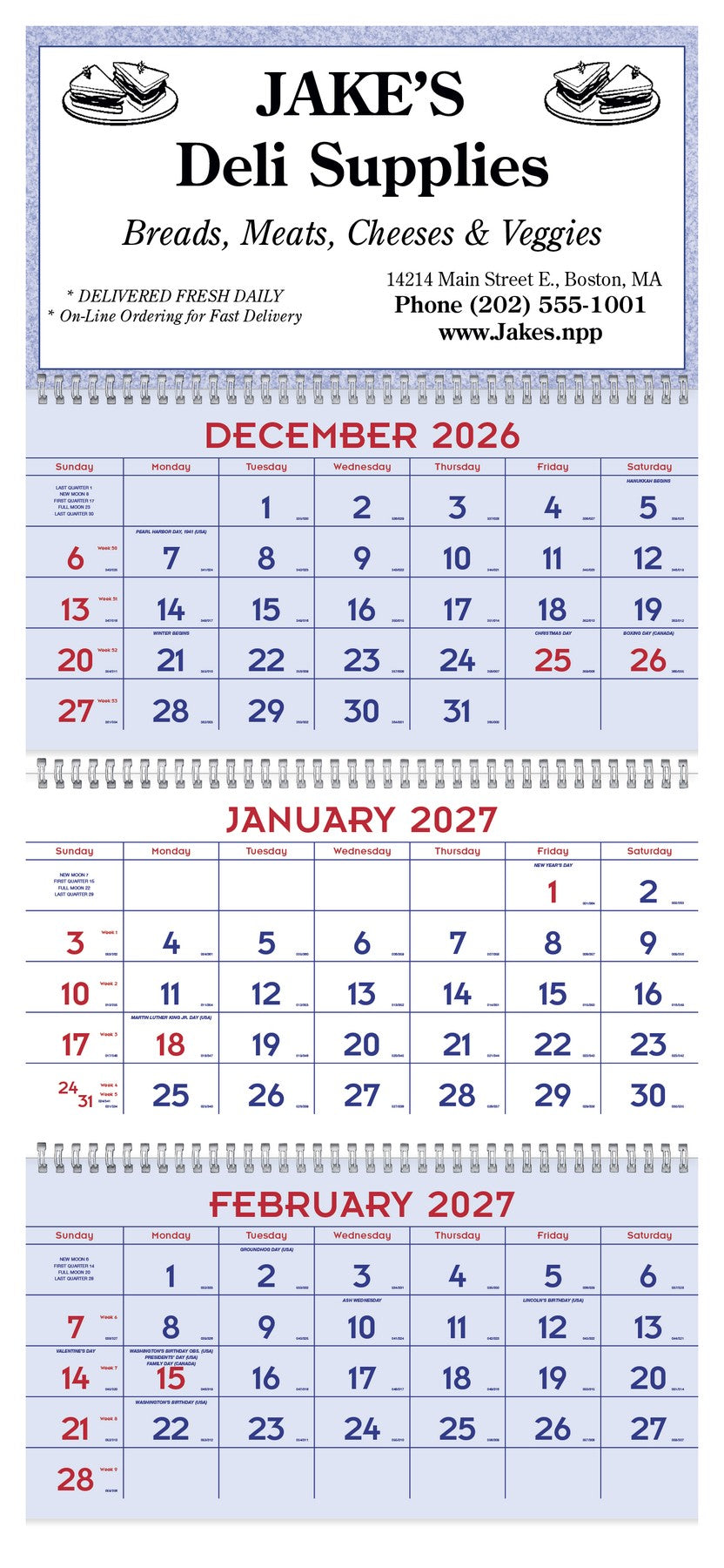 Triumph® Calendars Red & Blue Commercial Planner